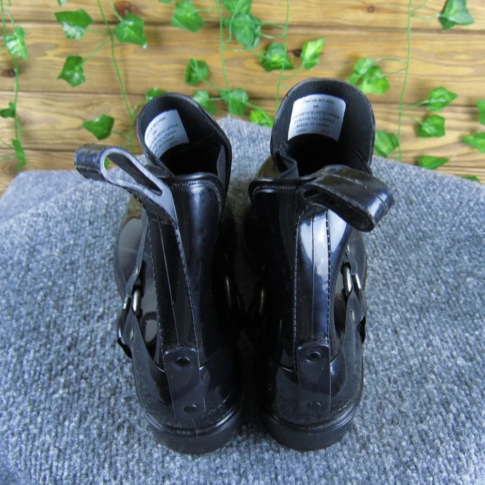 Lauren Ralph Lauren Tricia-Bo-Rai Women's 8 Black Rain‎ Boots Harness Style